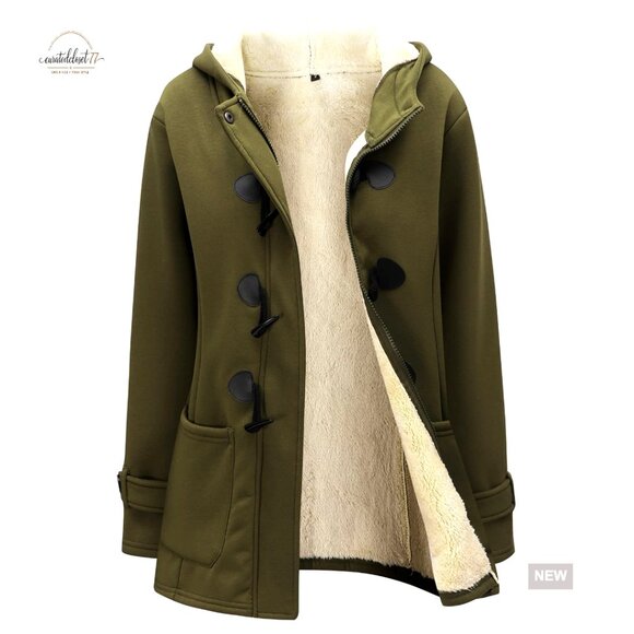 Sherpa Lined Duffle Coat Hooded Fleece Jacket Women's Winter Active Performance